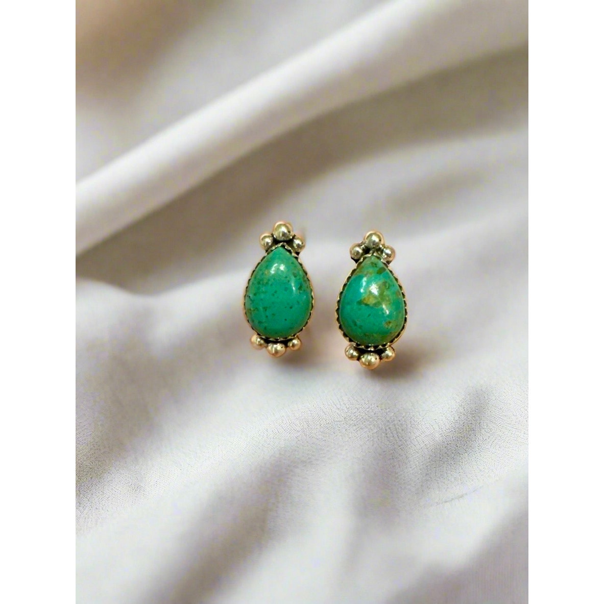 Carico Laketurquoise Teardrop Pear Sterling Silver Stud Earrings 68$